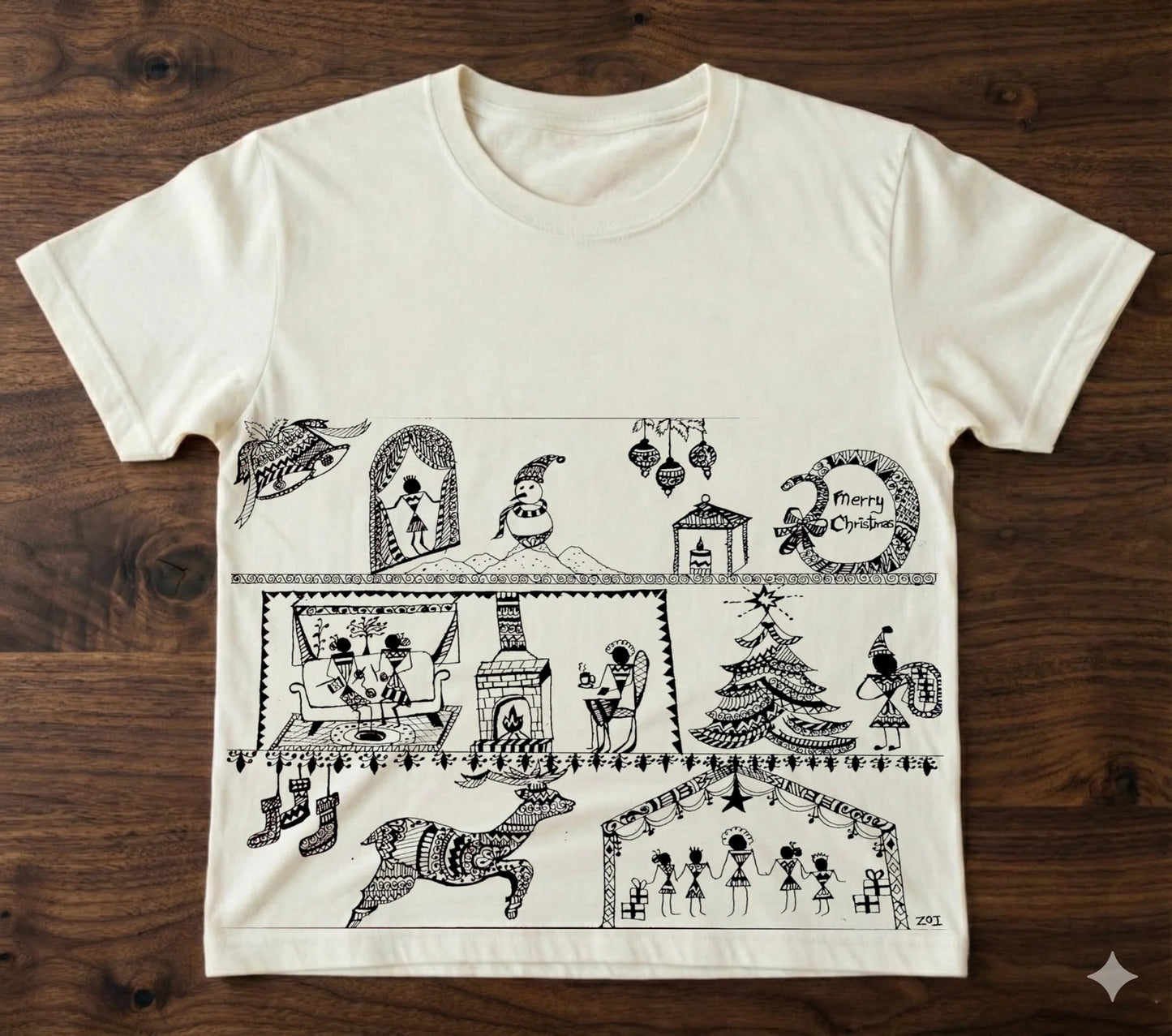 602Handcrafted Bastar-Inspired Art T-Shirt – Tribal Storytelling Design on Premium Cotton | Unique Ethnic Wear