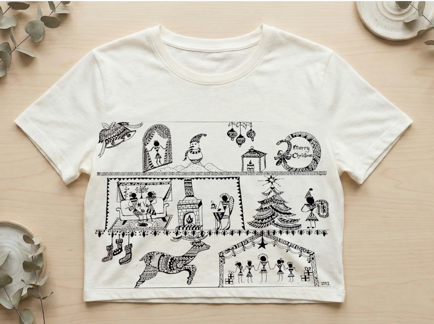 601 Handcrafted Bastar-Inspired Art T-Shirt – Tribal Storytelling Design on Cotton | Unique Ethnic Wear