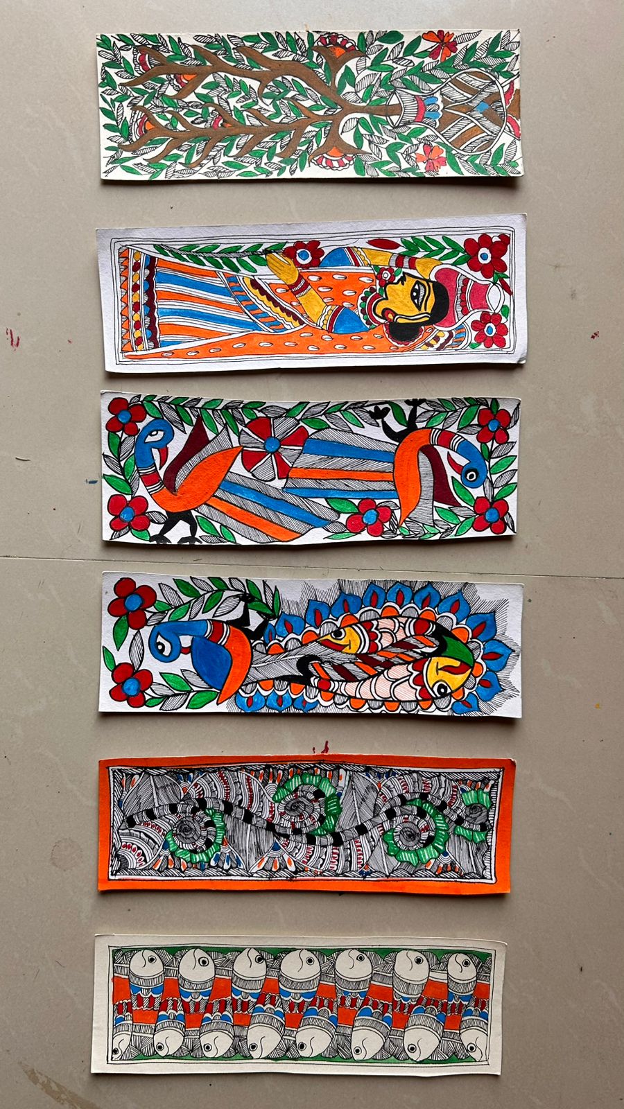 319 Handmade Madhubani Painting Bookmark Set – Traditional Indian Folk Art | Bihar Handicraft