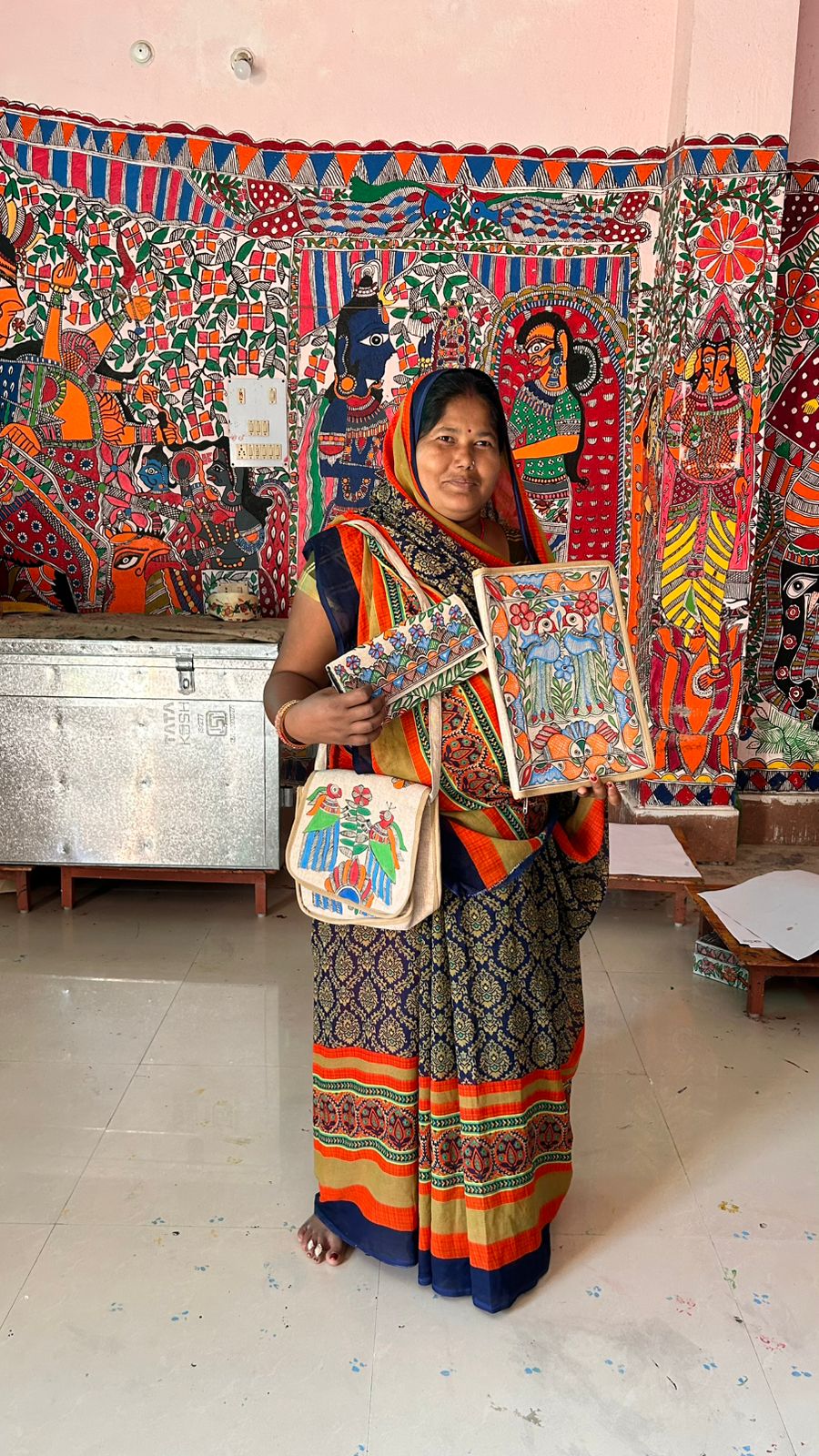 332 Handmade Madhubani Painting Bags & Wallet Set – Traditional Indian Folk Art | Bihar Handicraft