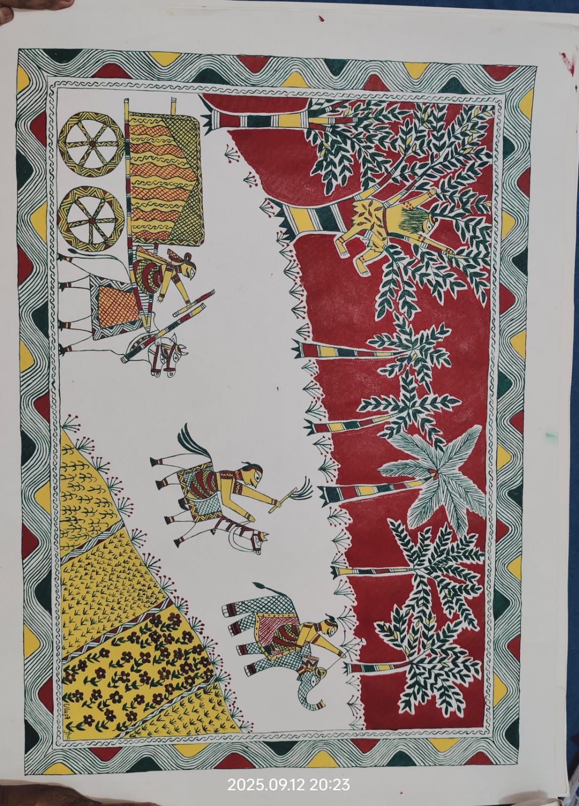 Handcrafted Manjusha Painting – Folk Art Depicting Ancient Story on Paper | Bihar Traditional Art