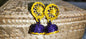 Handmade Sikki Craft Yellow & Purple Jhumka Earrings – Traditional Bihar Grass Jewelry