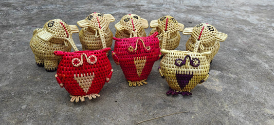 Handmade Sikki Grass Animal Figurines – Eco-Friendly Decorative Craft | Bihar Handicraft