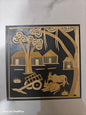 Handcrafted Sikki Art Wall Frame – Traditional Village Scene from Bihar Folk Craft