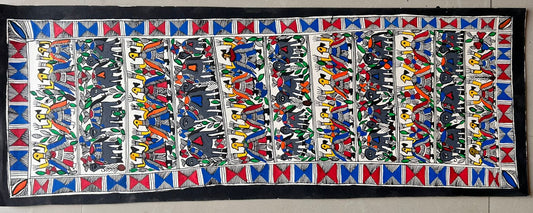 306 Handmade Madhubani Painting of Elephants & Nature – Traditional Indian Folk Art | Bihar Handicraft