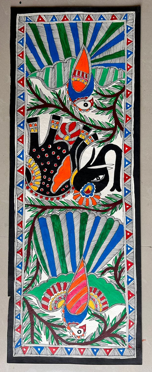 311  Handmade Madhubani Painting of Birds & Nature – Traditional Indian Folk Art | Bihar Handicraft