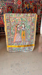 322  Handmade Madhubani Painting on Silk Fabric – Radha Krishna Theme | Bihar Handicraft