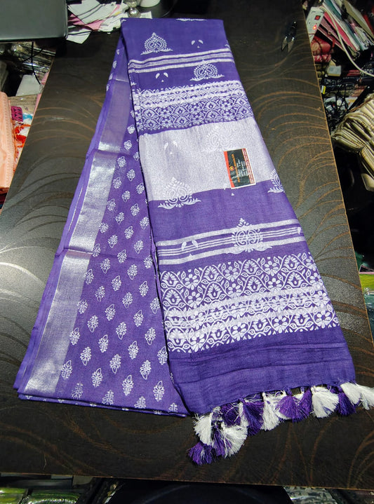530 Handwoven Bhagalpur Silk Dupatta – Royal Purple with White Traditional Motifs | Bihar Handloom