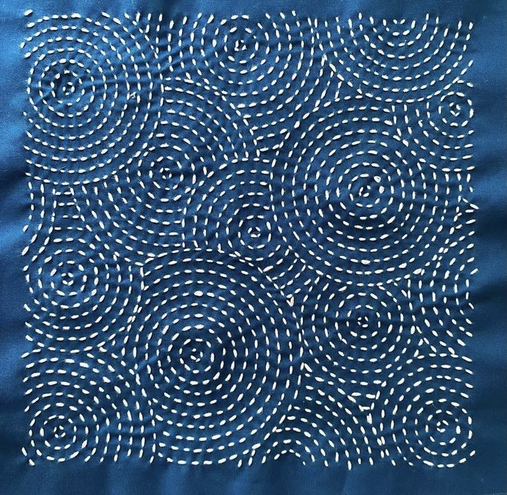 413 Handcrafted Sujini Embroidery Cushion Cover – Blue Base with White Spiral Motifs | Bihar Handloom