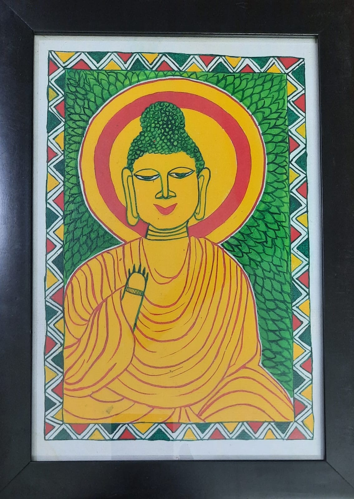 Handcrafted Manjusha Painting – Buddha Motif with Lotus Pattern | Bihar Folk Art