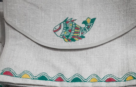 Handcrafted Manjusha Painting Sling Bag – Fish Motif Design on Eco-Friendly Fabric | Bihar Folk Art