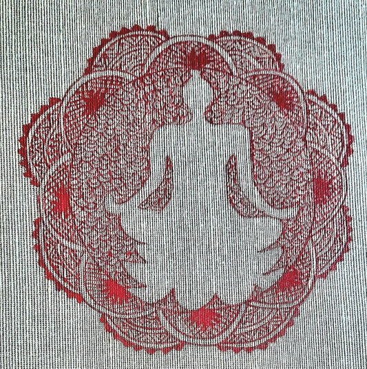 Handcrafted Manjusha Painting – Meditative Silhouette with Lotus Mandala Design | Bihar Folk Art